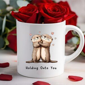 Cute Valentines 11 Oz Mug Otter Love Holding Onto You Funny Gift Tea Cup